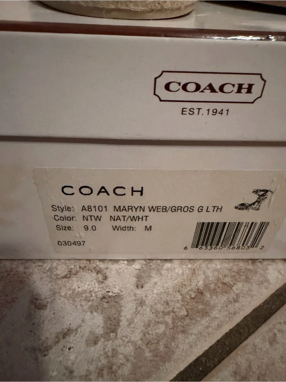 COACH Maryn Web/Gros G Lth Natural White w/Teal Women's size 9M